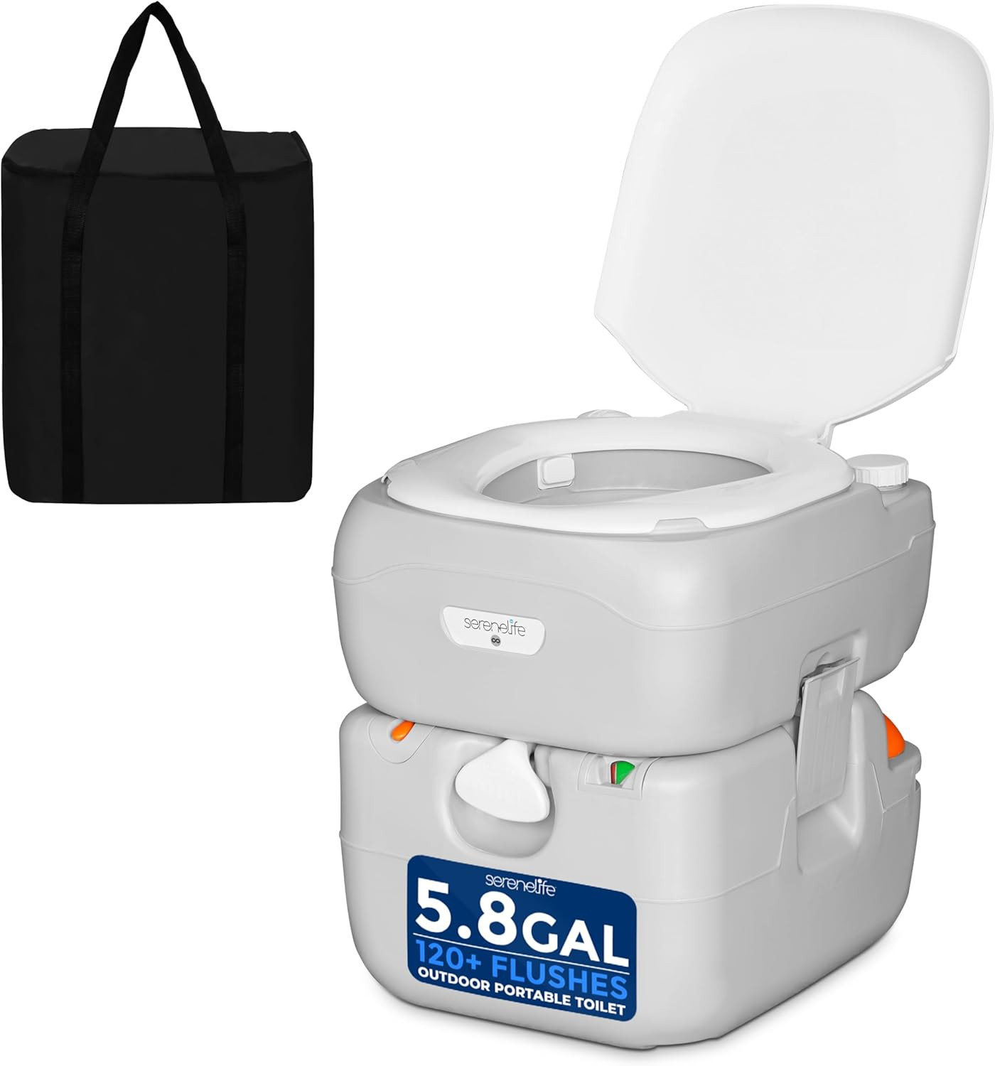 5.8 Gal Portable Camping Toilet for Adults, 120+ Flushes Porta Potty Camp Toilet