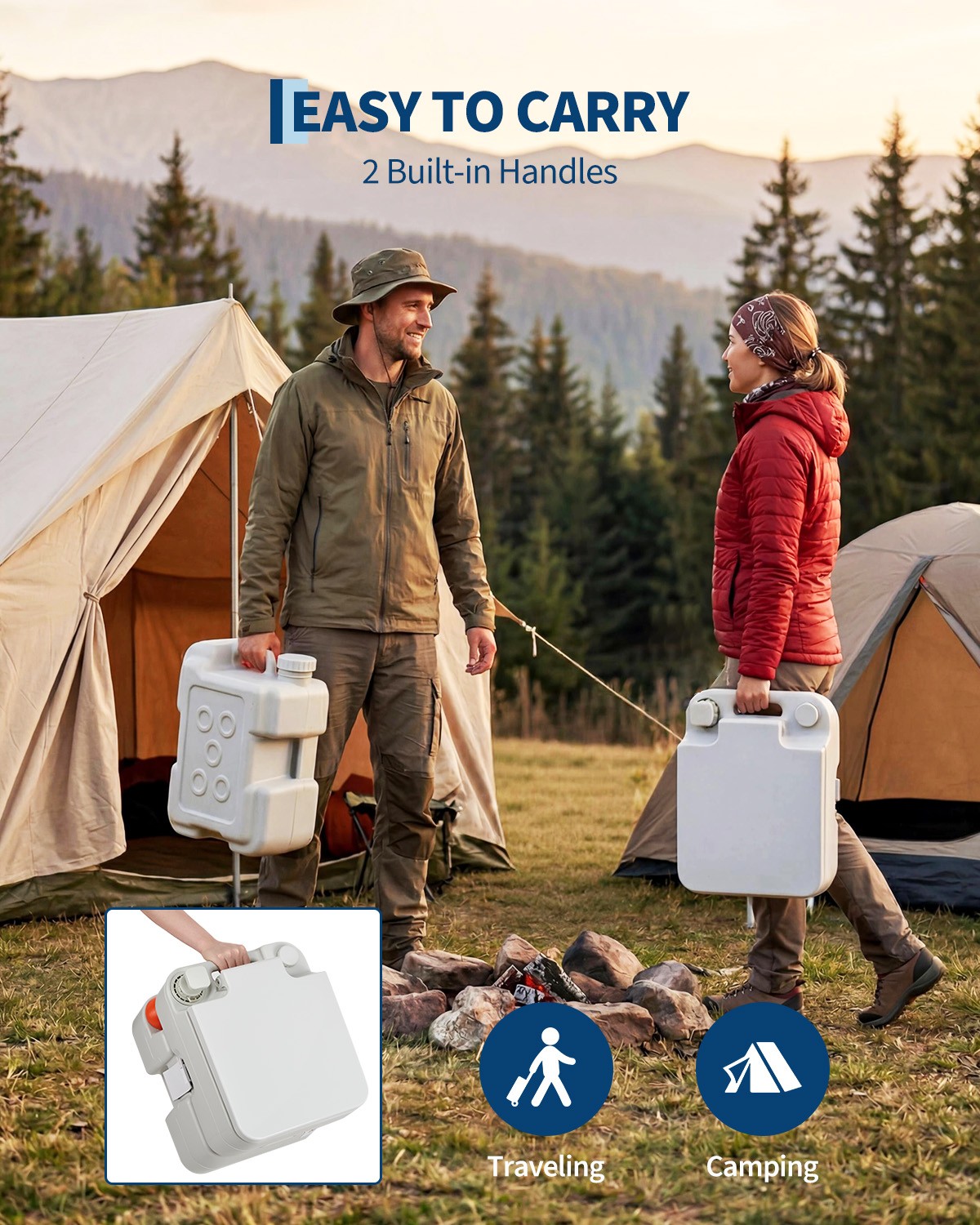 Pressurized 3-Outlet Flush 20L Toilet Portable Camper Parts Truck Camper Part US