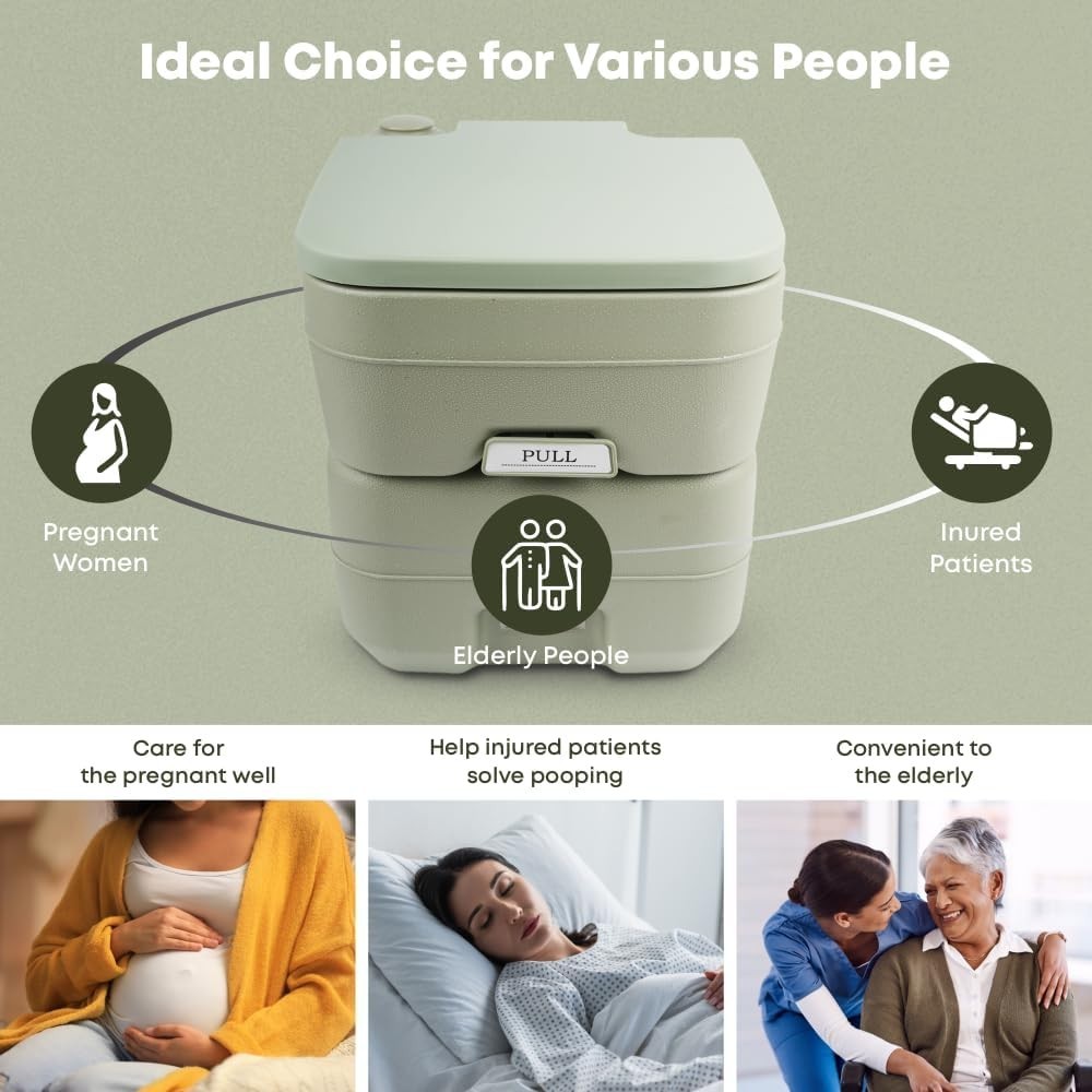 Portable Toilet 5 Gallon 20L Flush Travel Camping Outdoor/Indoor Commode Potty
