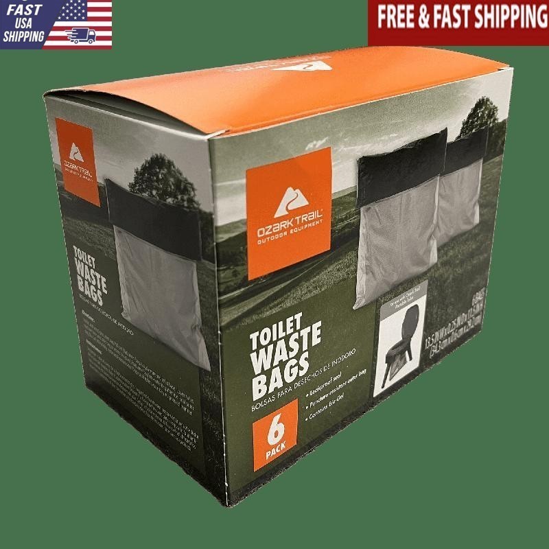 Portable Camping Toilet Waste Bags Leak Proof Bags Double Zip Seal Pack of 6 New