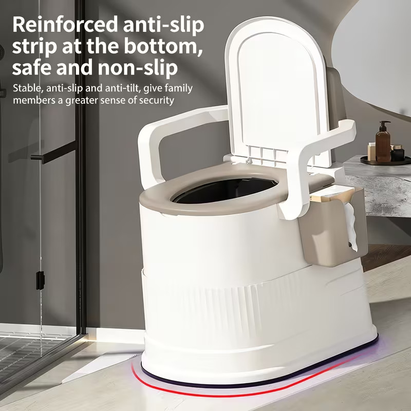 Bedside Commode Portable Toilet for Adults & elderly, Mobile Camping Toilet