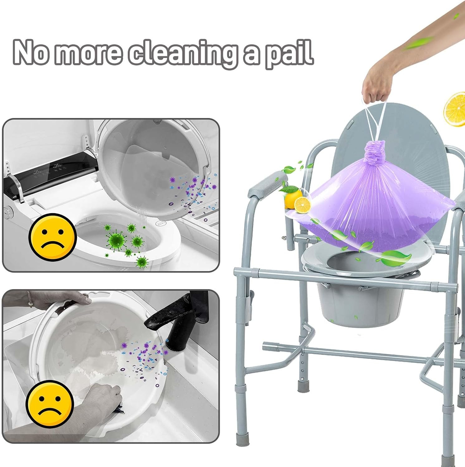 120Pcs Commode Liners Drawstring Toilet Bags Lemon Scent Portable Toilet Bags