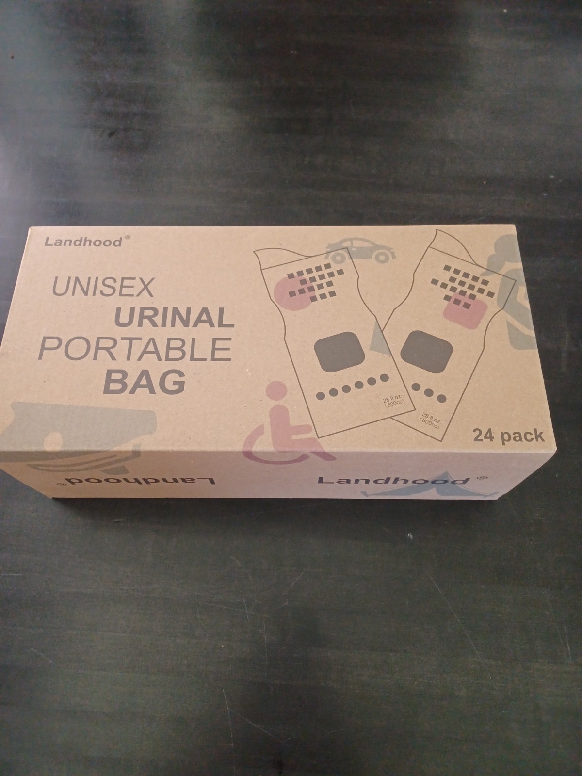 24 Pack Portable Disposable Unisex Urinal Bags with Absorbent Pad