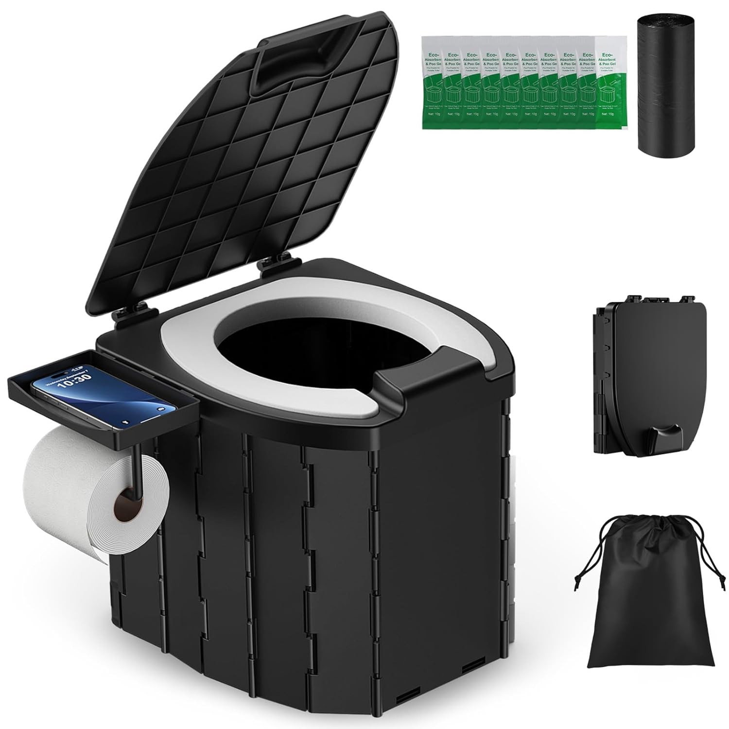 Portable Adult Camping Toilets Li Ion Foldable Travel Portable Potty for