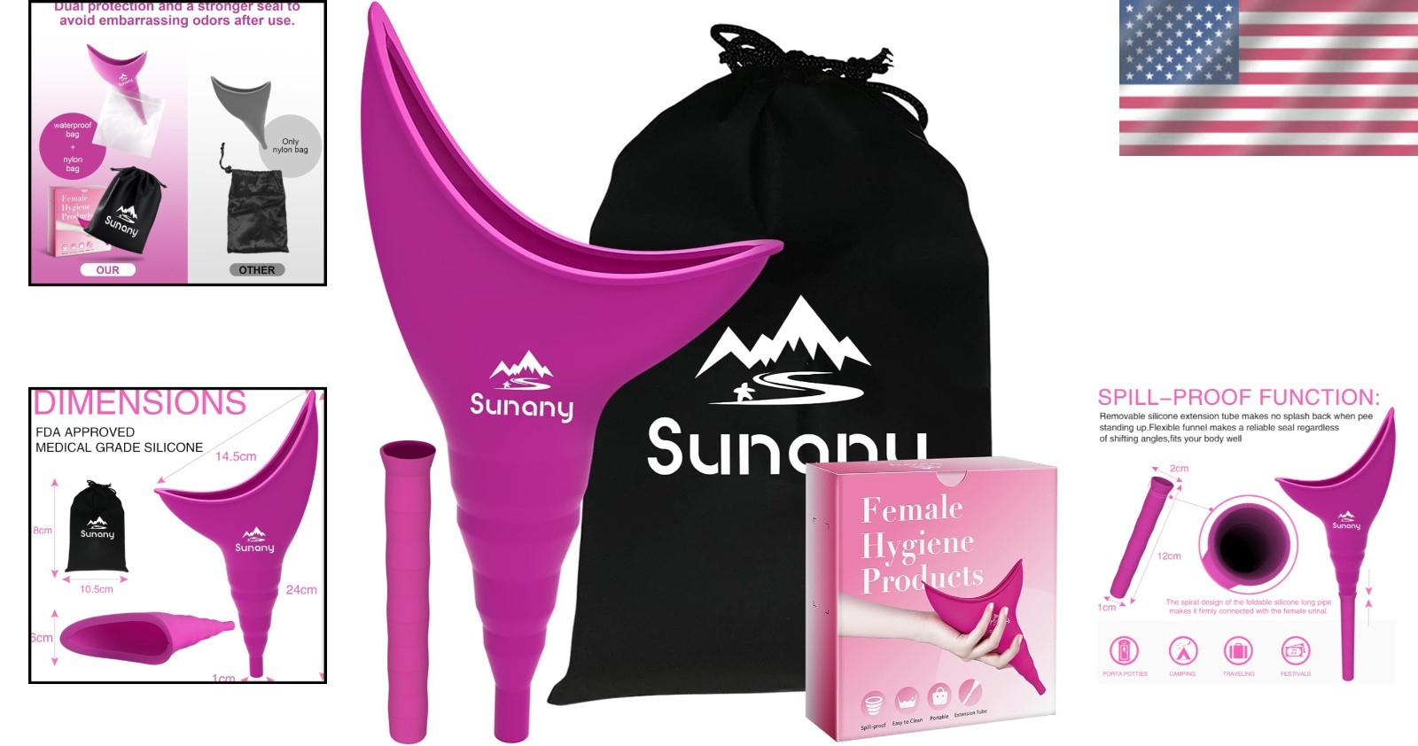Revolutionary Fuchsia Silicone Pee Funnel for Women – Comfort & Hygiene Combined