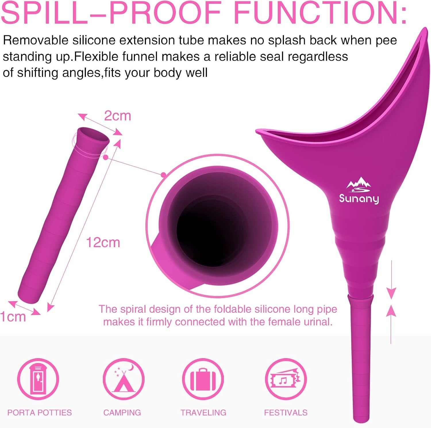 Revolutionary Fuchsia Silicone Pee Funnel for Women – Comfort & Hygiene Combined