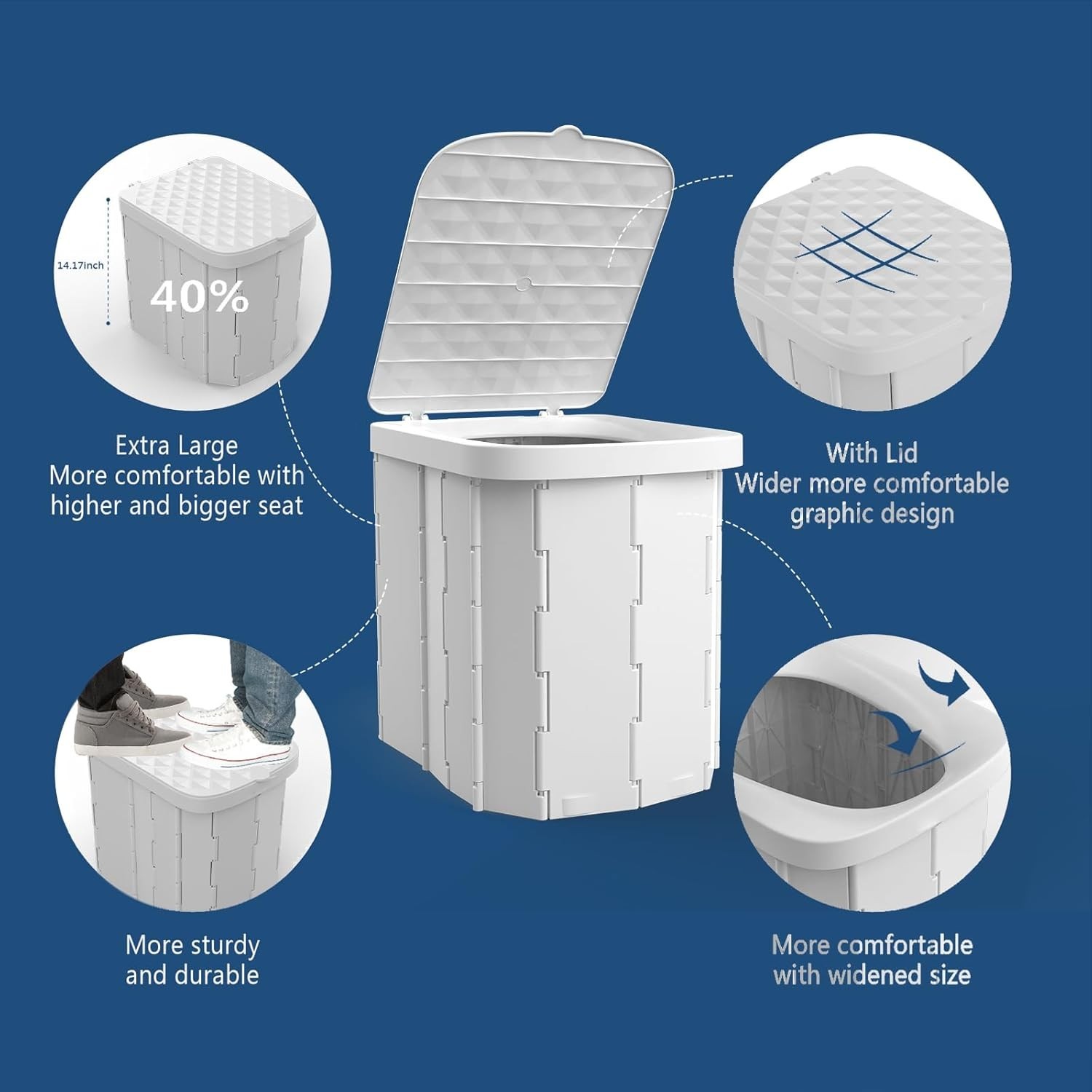 Portable Camping Toilet for Adults XL Portable Folding Toilet with Lid,Travel…