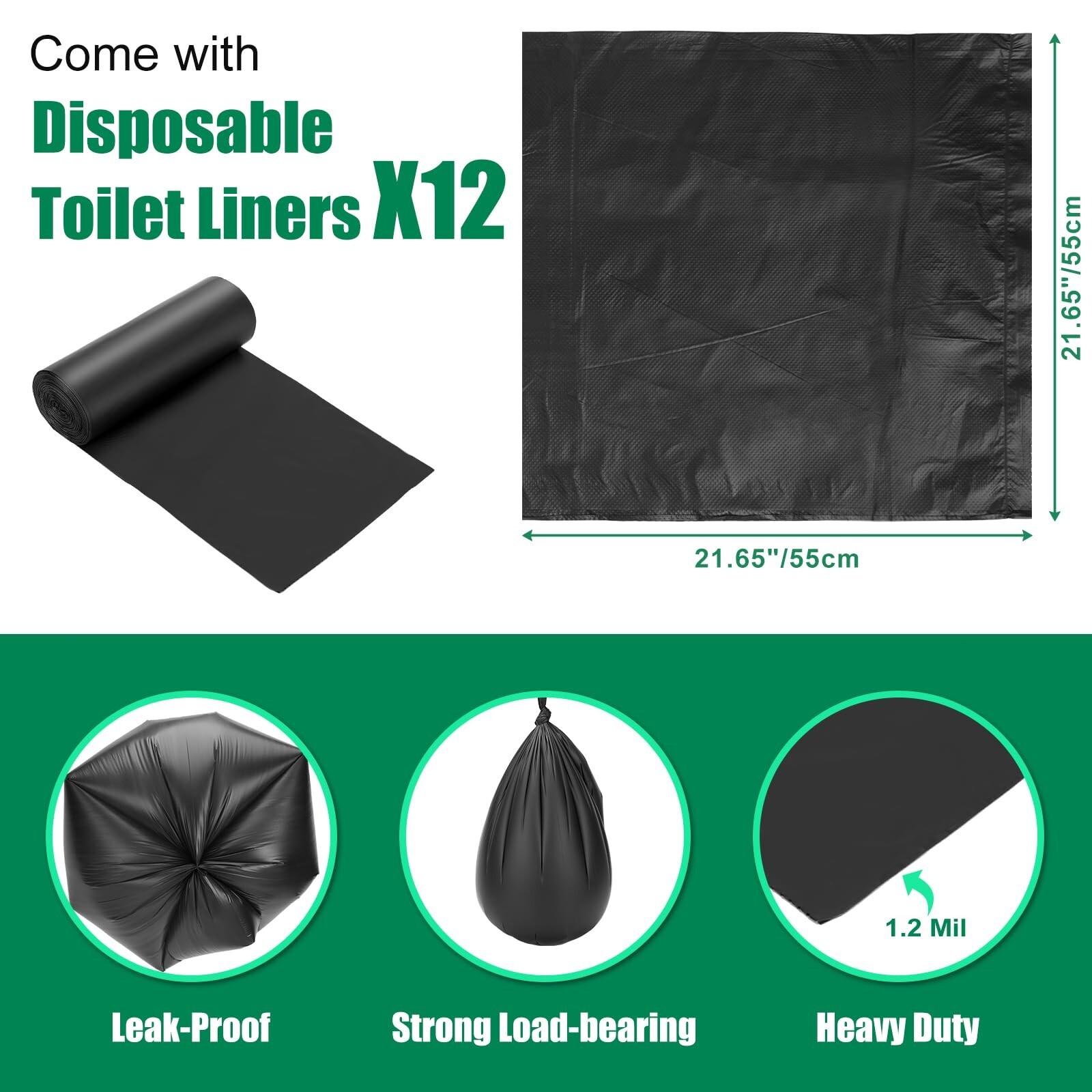 US-FREESHIP Portable Toilet Seat for 5 Gal Buckets with Lid and Toilet Bags