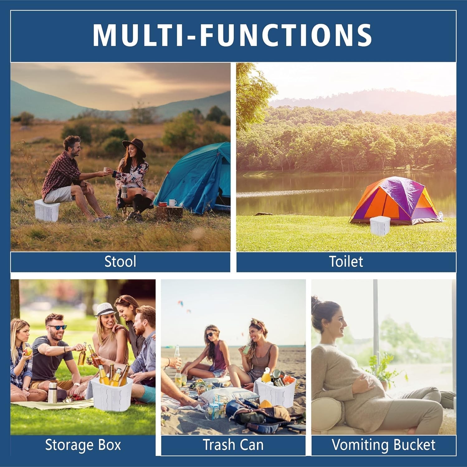 Portable Camping Toilet for Adults XL Portable Folding Toilet with Lid,Travel…