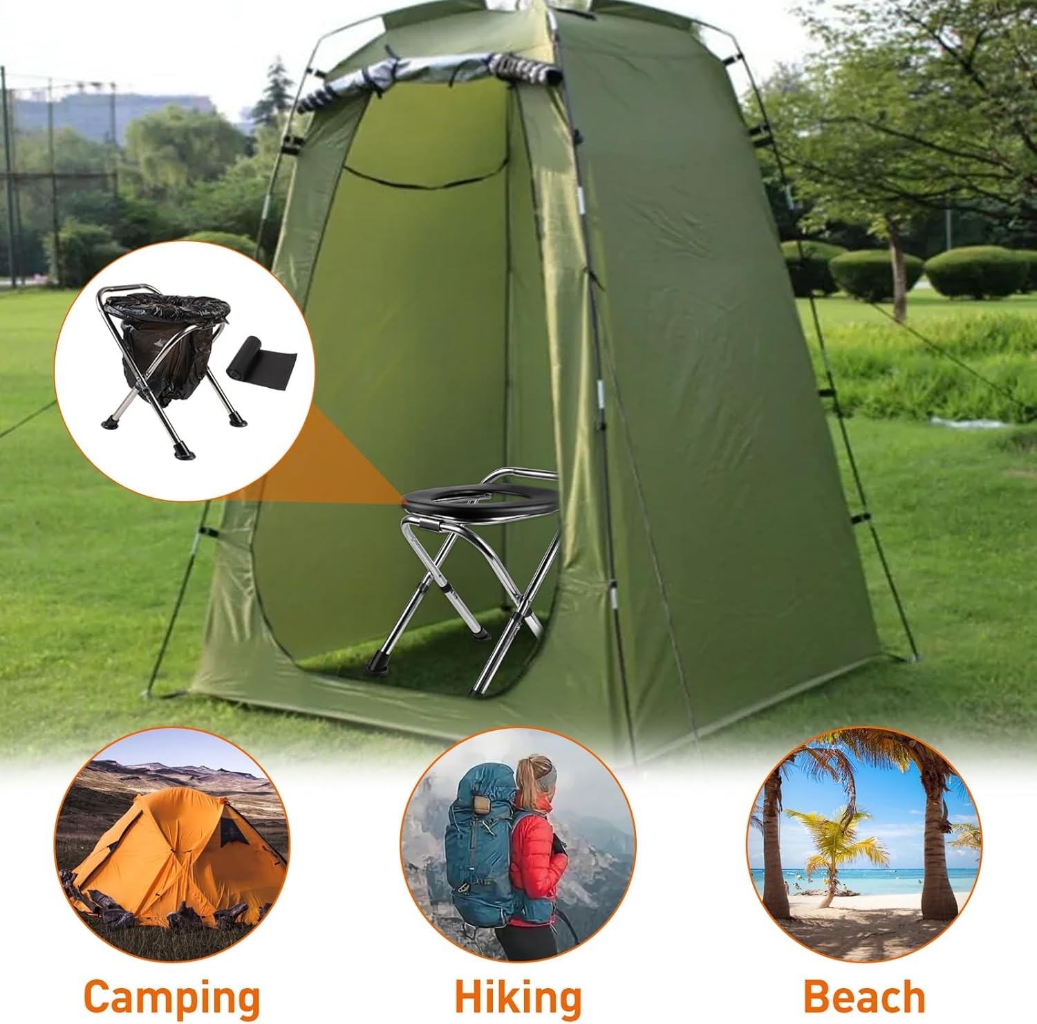 Portable Toilet for Camping, Height Adjustable Travel Portable Potty for Adults,