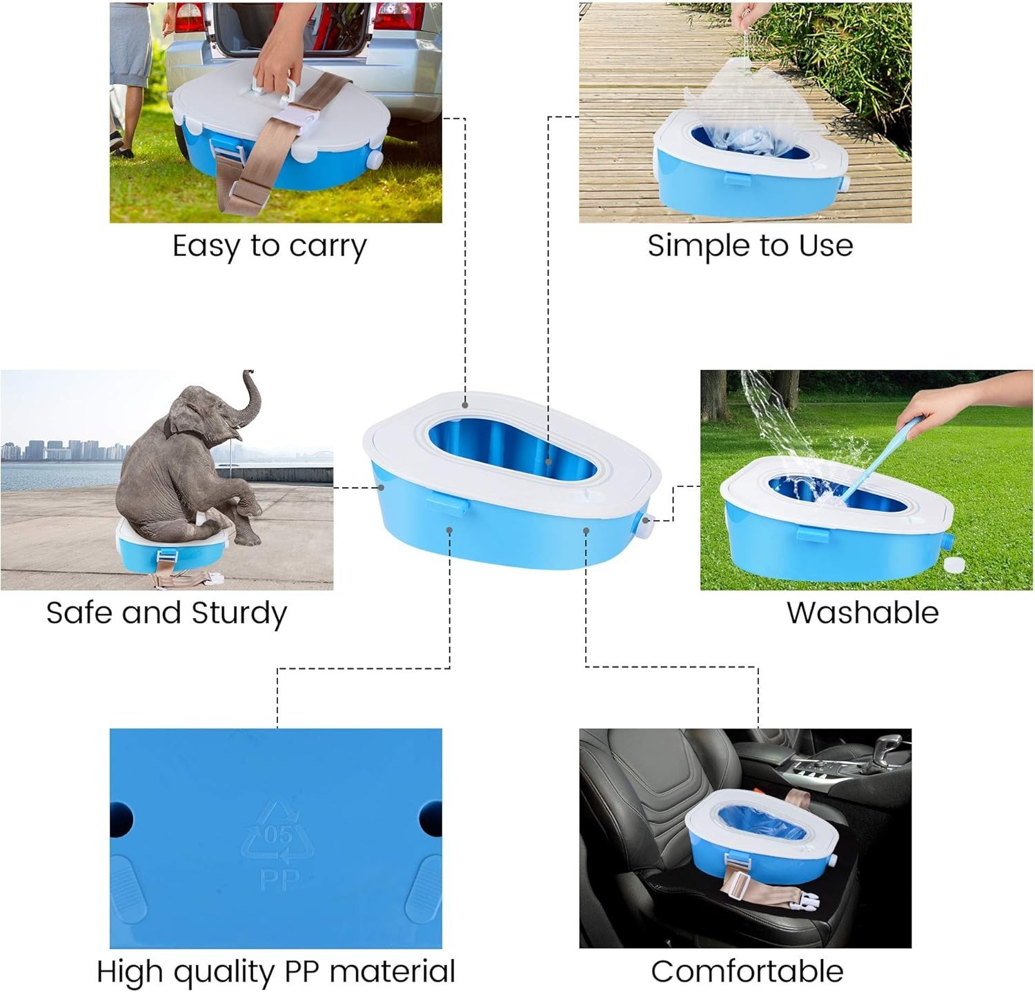 Compact Portable Car Toilet for Camping & Travel – Effortless Hygiene Anywhere