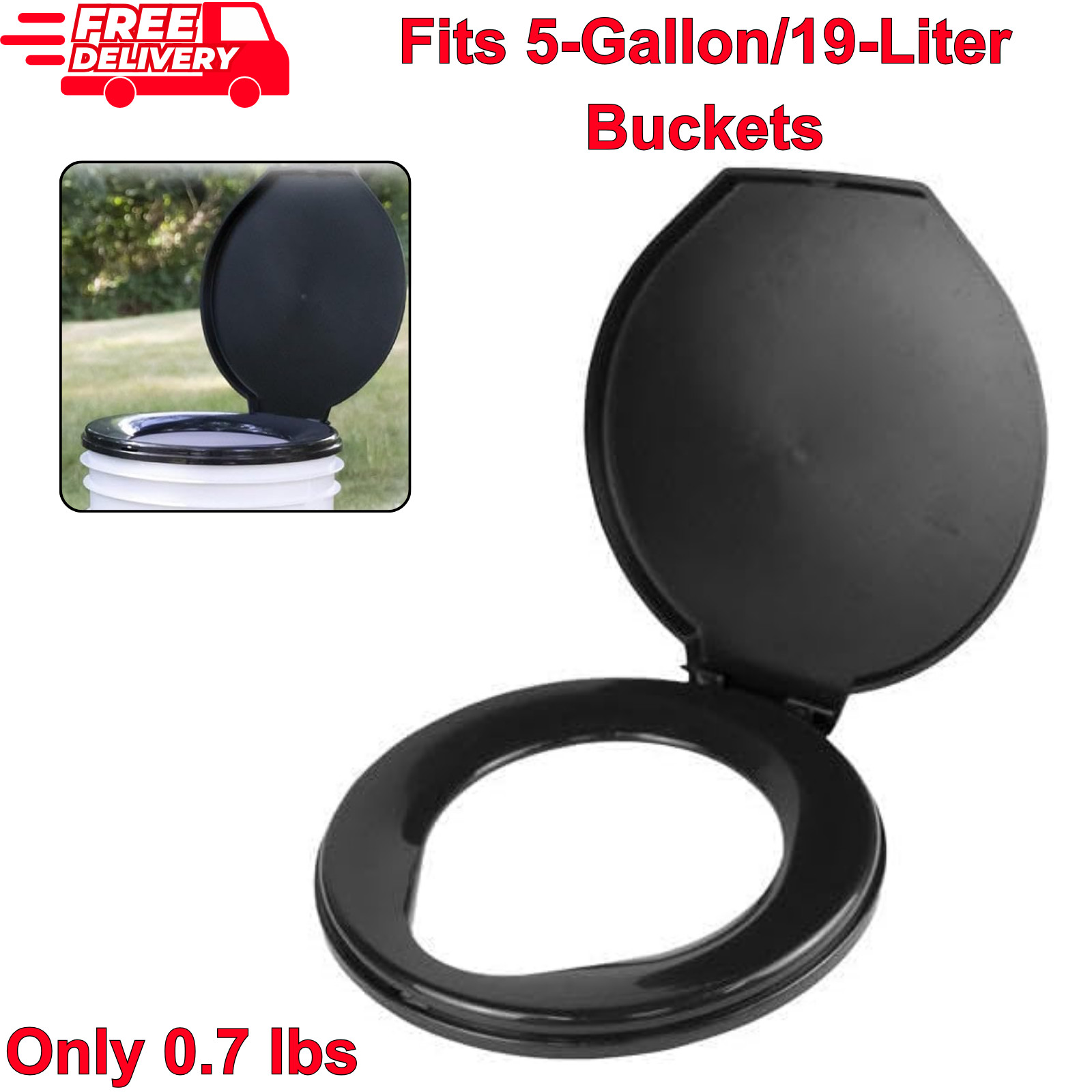 Portable Toilet Seat for 5 Gal Buckets, Camping Toilet Seat with Lid for Outdoor