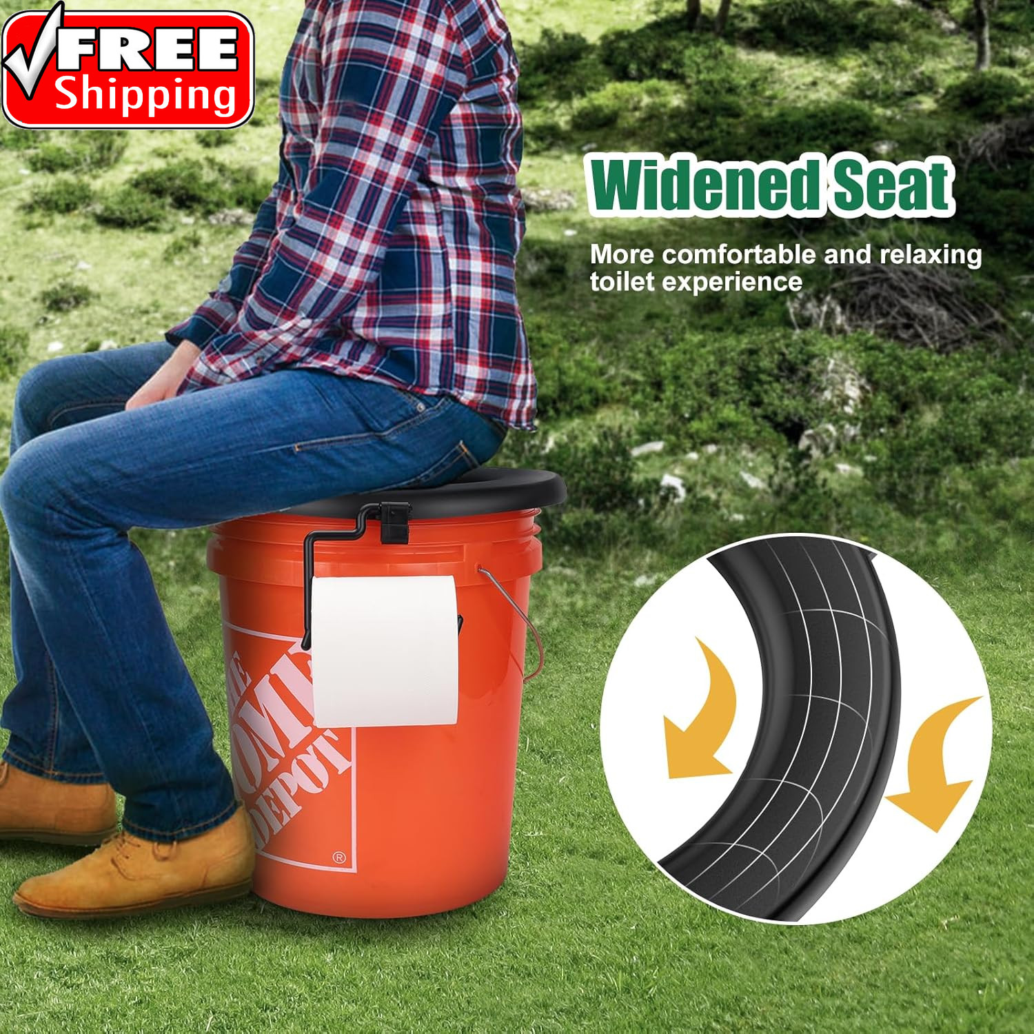 Bucket Toilet Seat, Portable Toilet Seat for 5 Gal Buckets, Camping Toilet Seat,