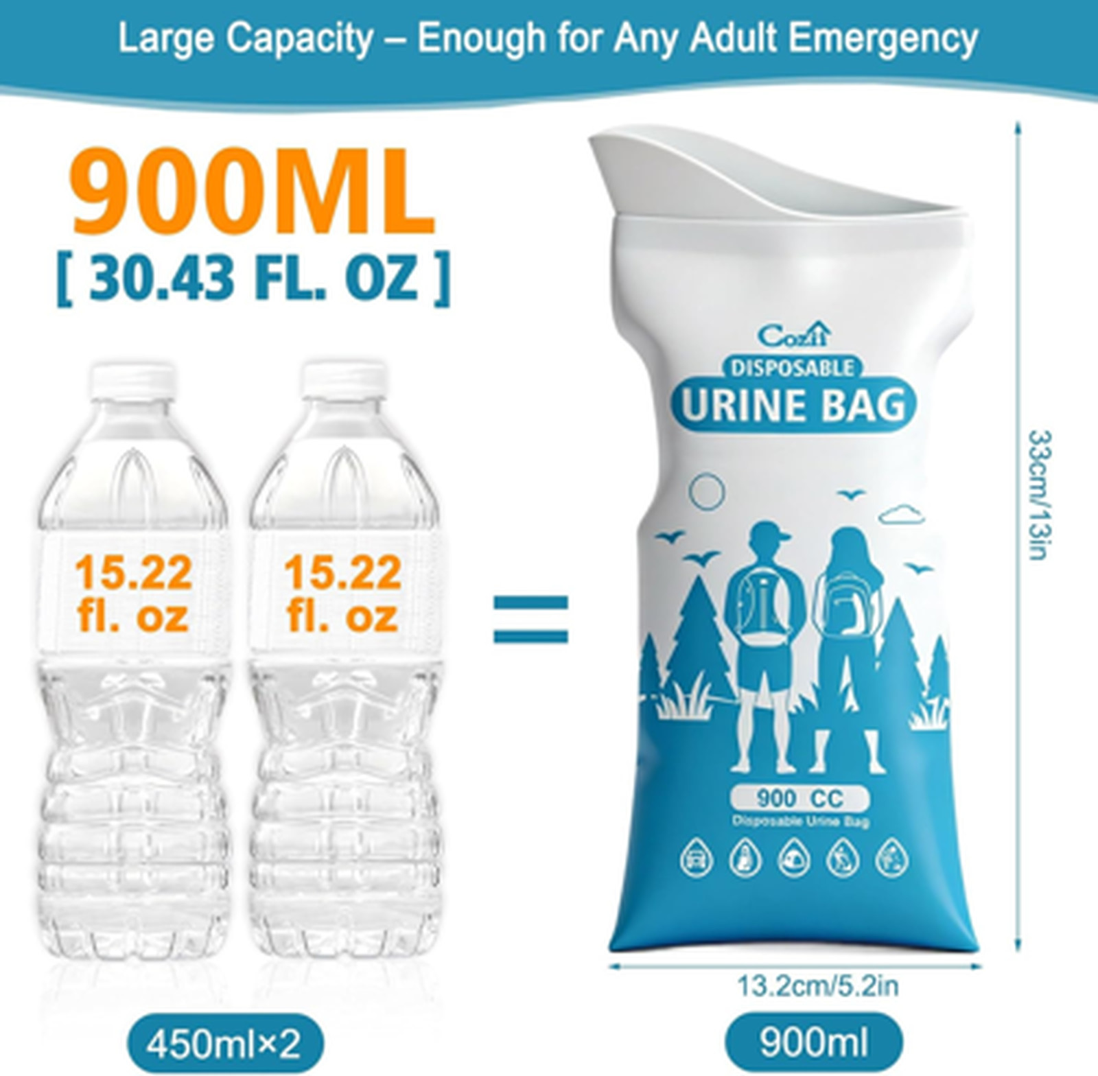 Disposable Urine Bags Large Capacity Unisex Travel Emergency Pee Vomit Bags