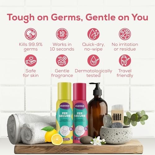 Evereve Pee Secure Toilet Seat Sanitizer Spray Jasmine Lemon Pack of 2 x 100ml