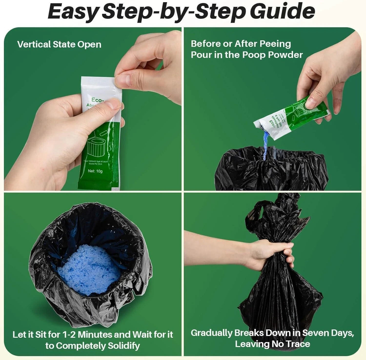 Poo Gel for Portable Toilet for Camping – 28 Packs Camping Toilet Bags Lemon Eco