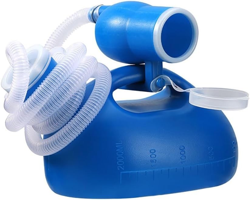 Portable Male Urinal Bottle – 68 OZ with Flexible 59″ Hose & Odor-Proof Cap