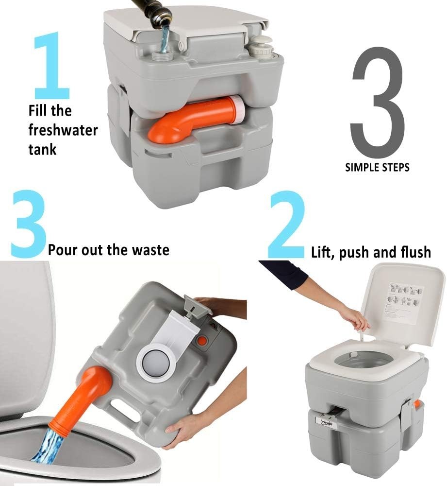 5.3 Gallon Detachable Portable Toilet with Carrying Bag – Perfect for Road Trips