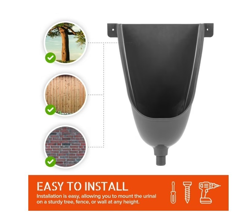 Waterless Urinal for Men (Gray), Plastic Urinals for Men’S Garage, Shed