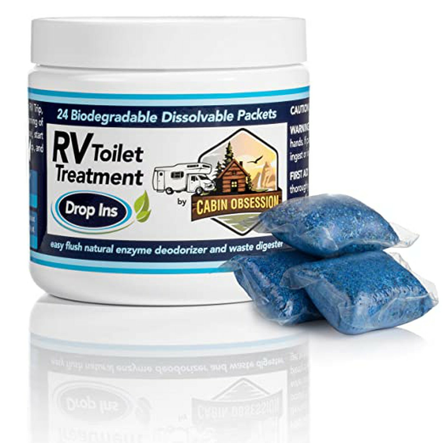 RV Toilet Treatment Drop Ins – 24 Easy Flush Self-Dissolving RV Black Tank Tr…