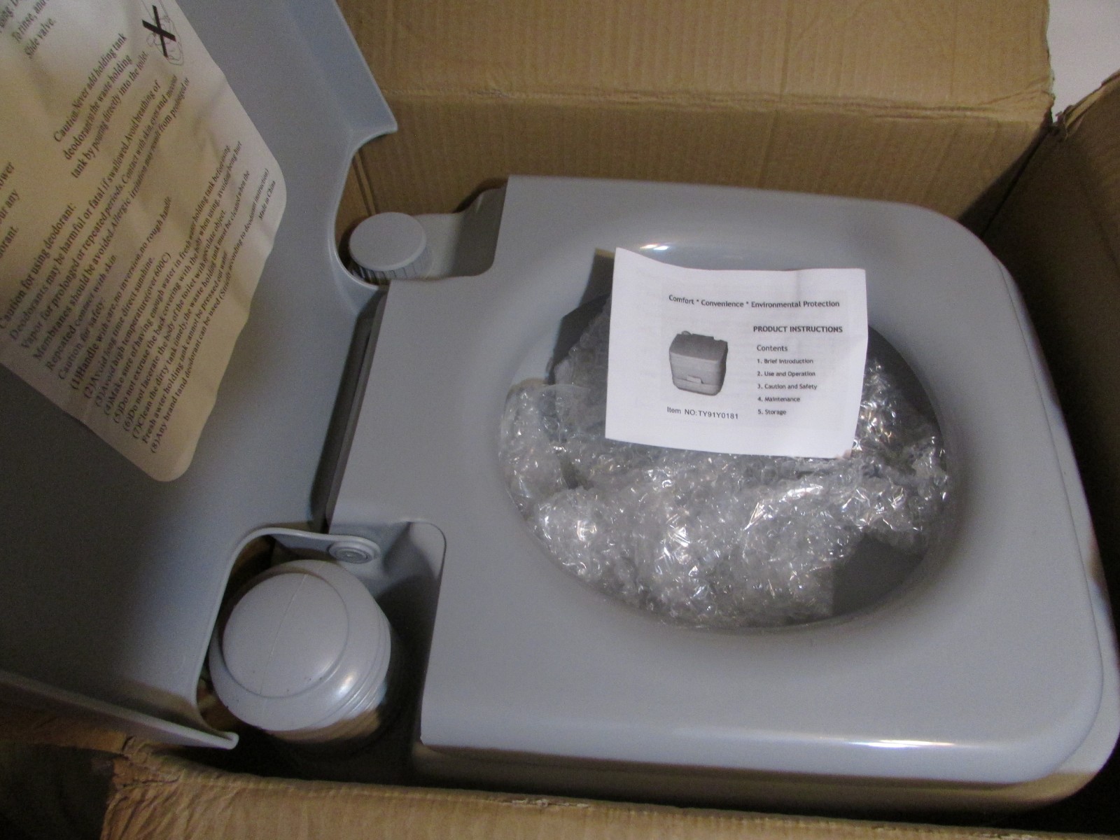 Sandinrayli RV Portable Toilet Light Gray TY91Y0181 Up to 440 lbs Compact Design