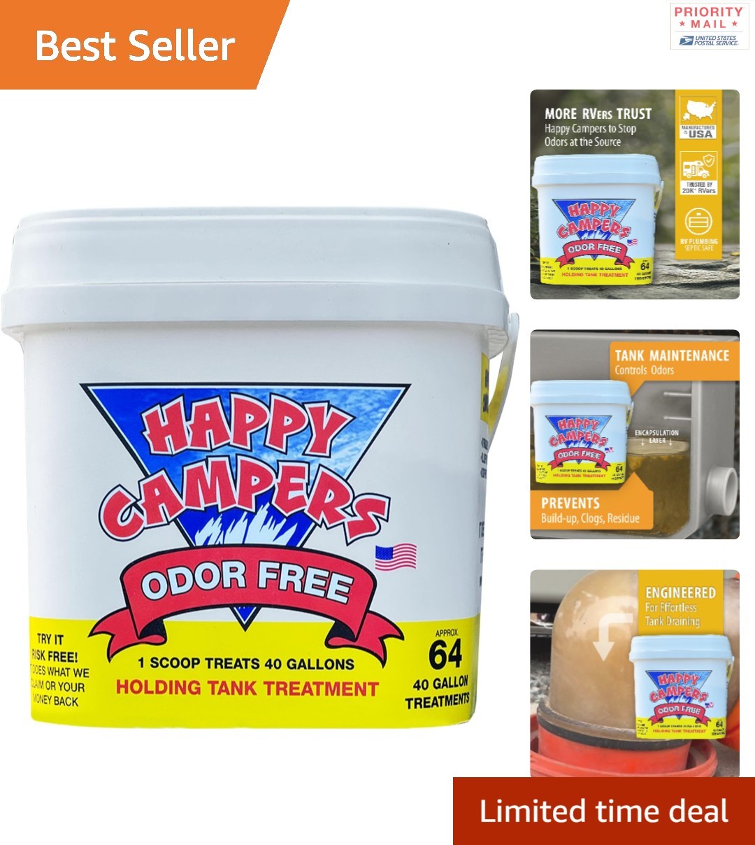 Concentrated RV Toilet Treatment 64 Treatments Controls Odors Prevents Clogs