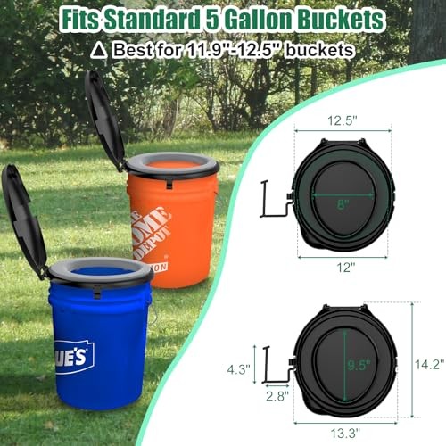 Bucket Toilet Seat with Cushion, 5 Gal Bucket Toilet Seat with Lid for
