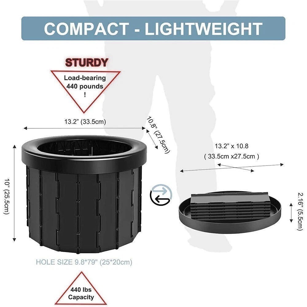 Portable Folding Car Toilet Outdoor Travel Emergency Toilet Camping Black ！