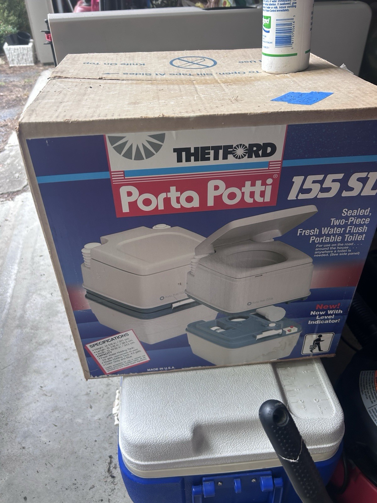 Thetford Porta Potti 155 SL Portable Camping Toilet, White, 5 gal Tank