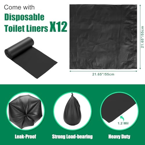 Portable Toilet Seat for 5 Gal Buckets, Camping Toilet Seat with Lid for Black