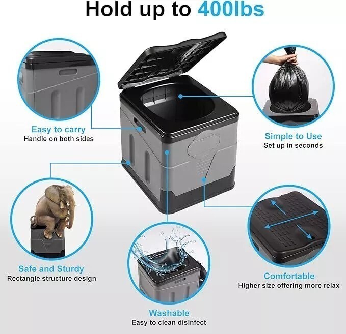 20L Portable Folding Toilet Seat Fr Camping Toilet Travel Hiking Outdoor Potty