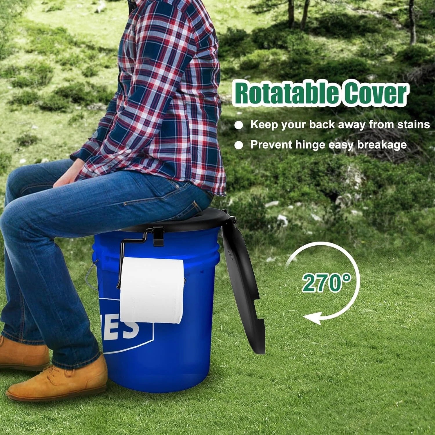 Portable Toilet Seat for 5 Gal Buckets, Camping Toilet Seat with Lid for Outdoor