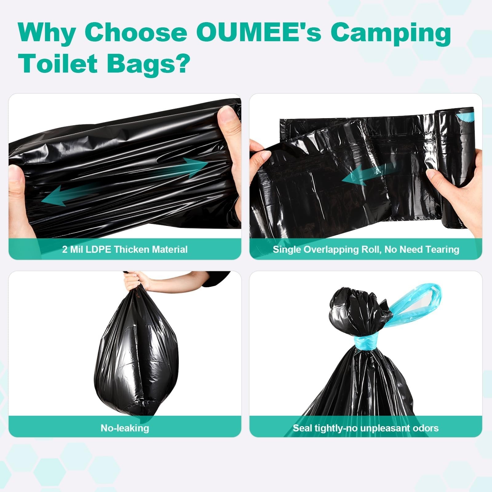30 Portable Toilet Bags with Absorbent Gel – 8 Gallon Camping Waste Bags for RVs