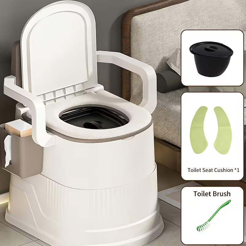 Bedside Commode Portable Toilet for Adults & elderly, Mobile Camping Toilet