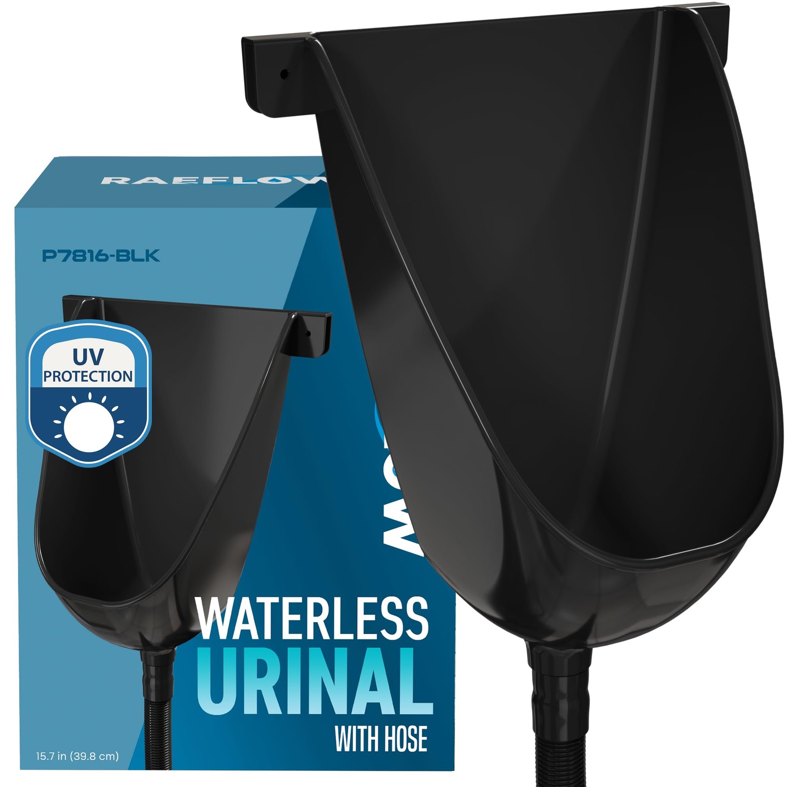 Waterless Urinal with Hose (Black) – UV Resistant Outside Urinal, Outdoor Pla…