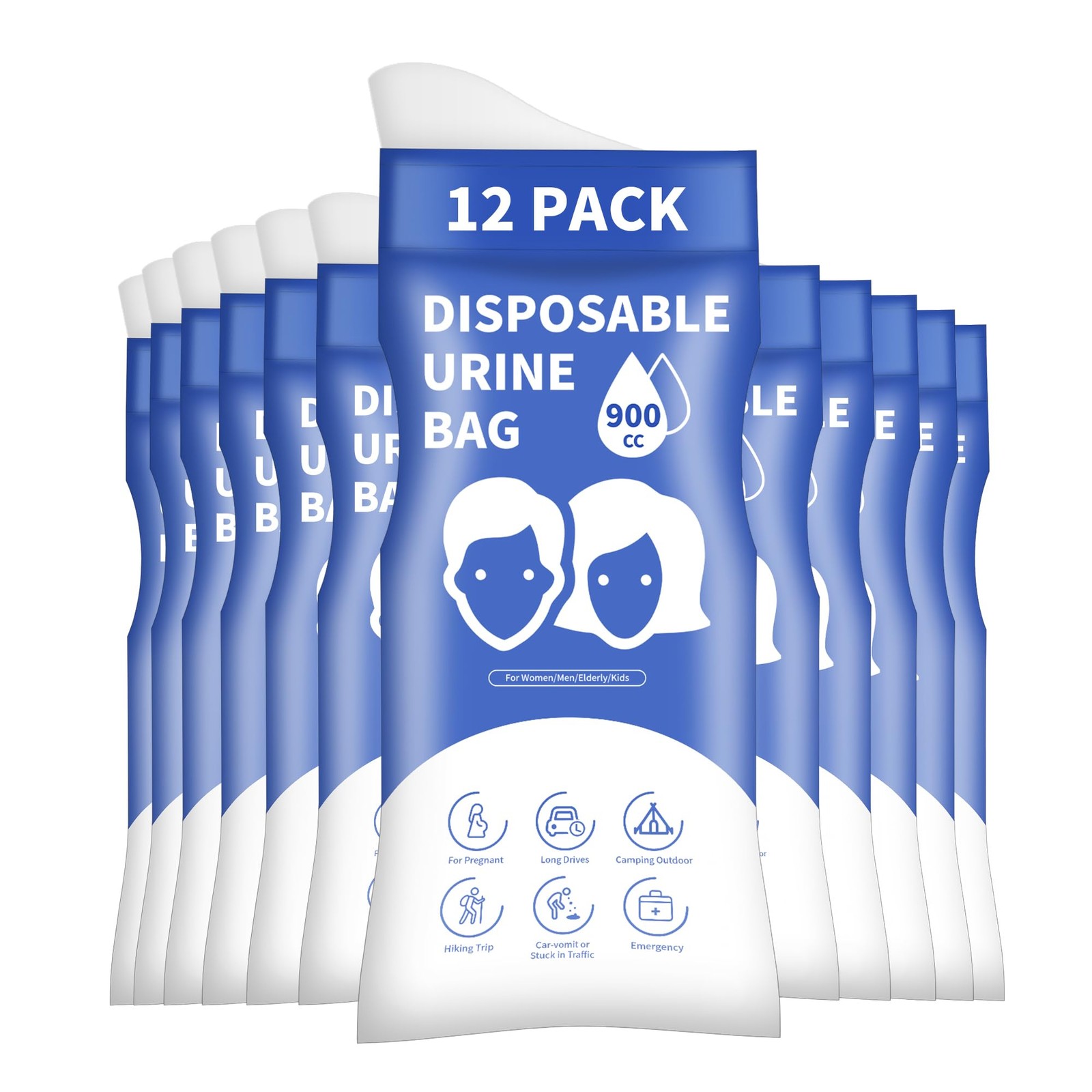 YIGOYIHU Disposable Urine Bags, 12 PCS Pee Bags for Travel Women Blue-12