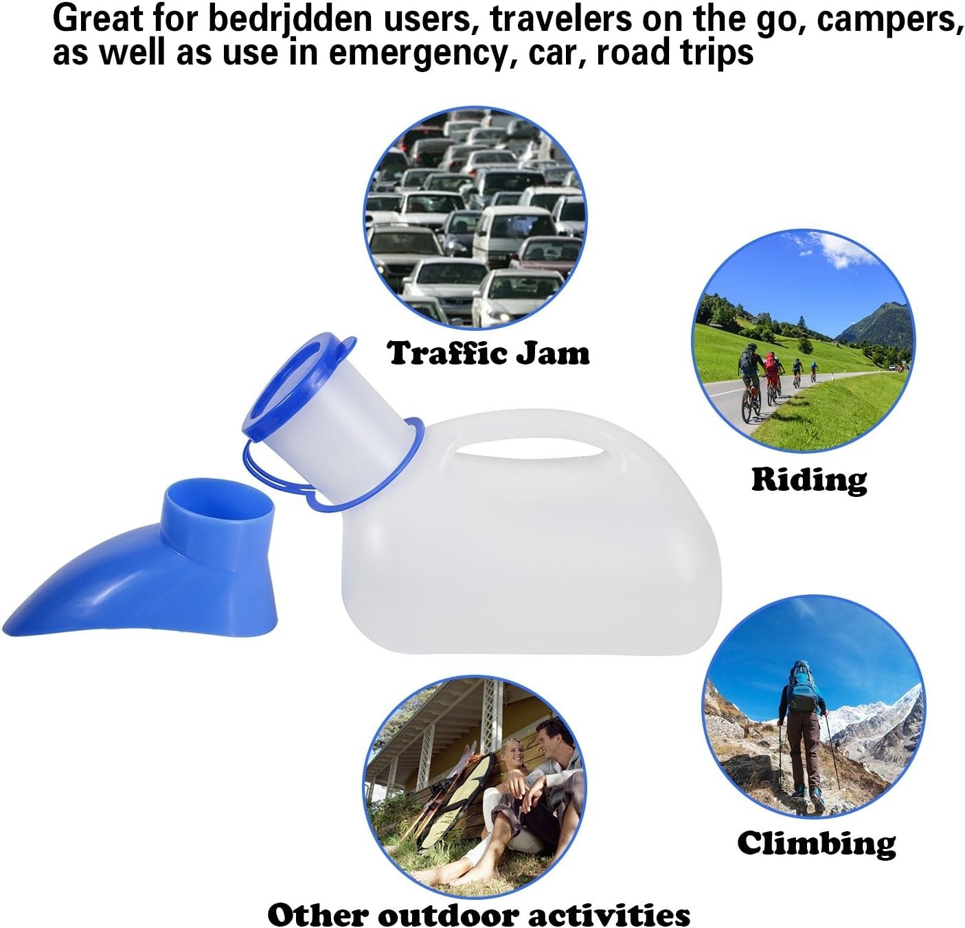 Leakproof Travel Urinal for Men, Women & Kids – Includes Funnel & Sealed Lid