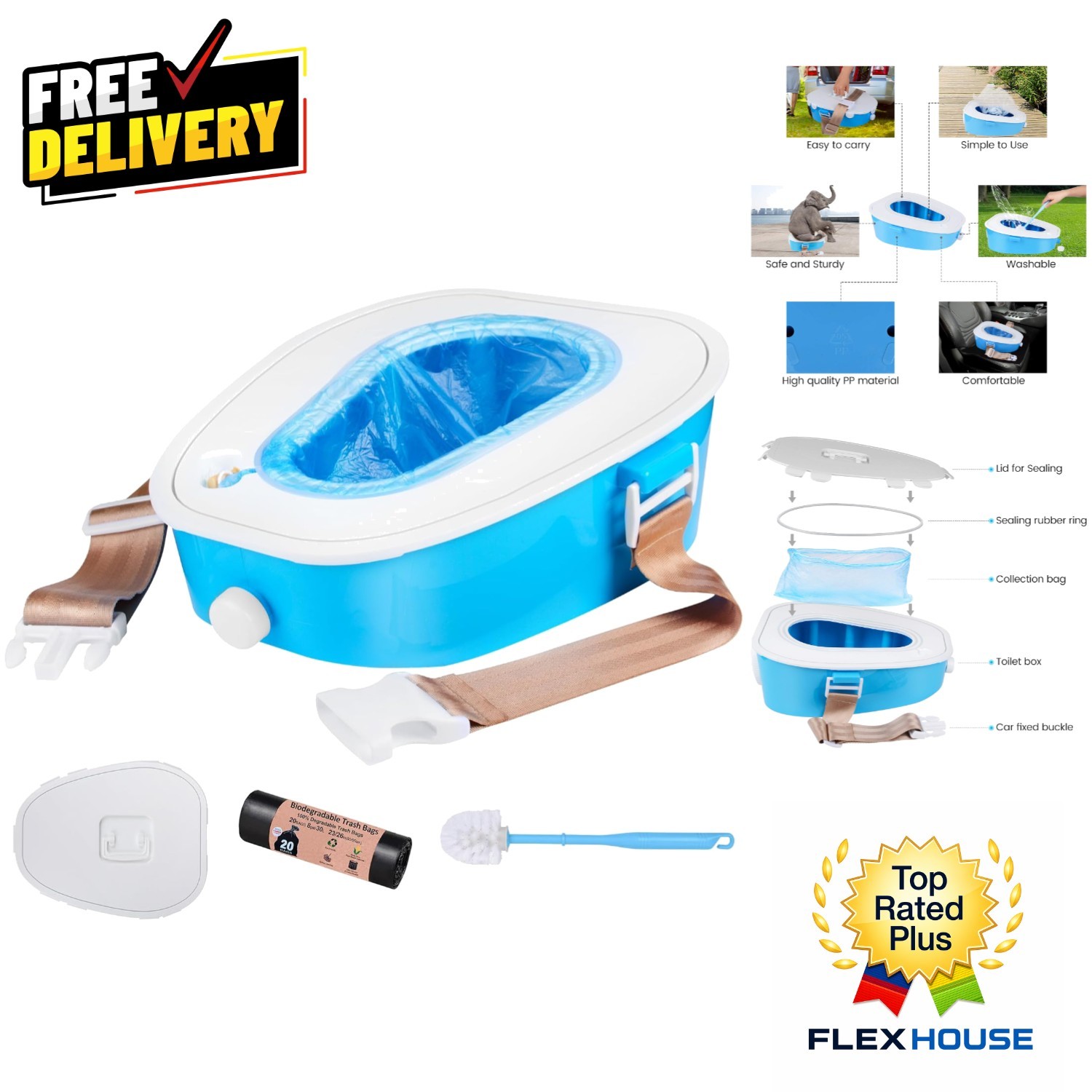 Compact Portable Car Toilet for Camping & Travel – Effortless Hygiene Anywhere