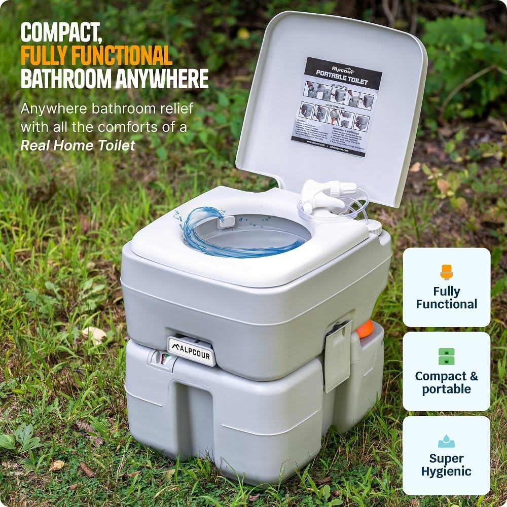 Portable Toilet – Compact Indoor & Outdoor Commode W/Travel Bag for Camping, RV,
