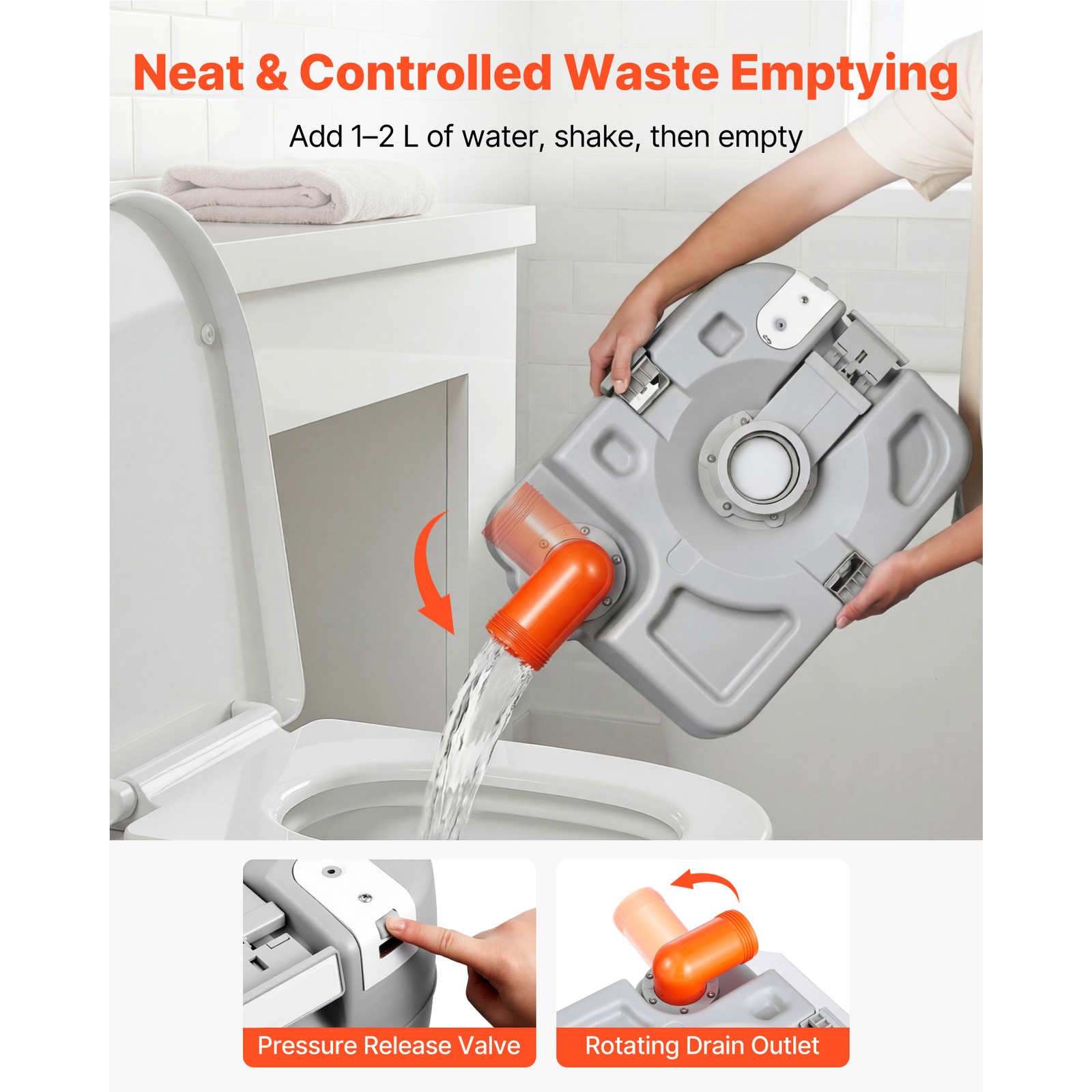 Uimoso Portable Outdoor Toilet with 7.9 Gallon Flush for Camping and Hiking