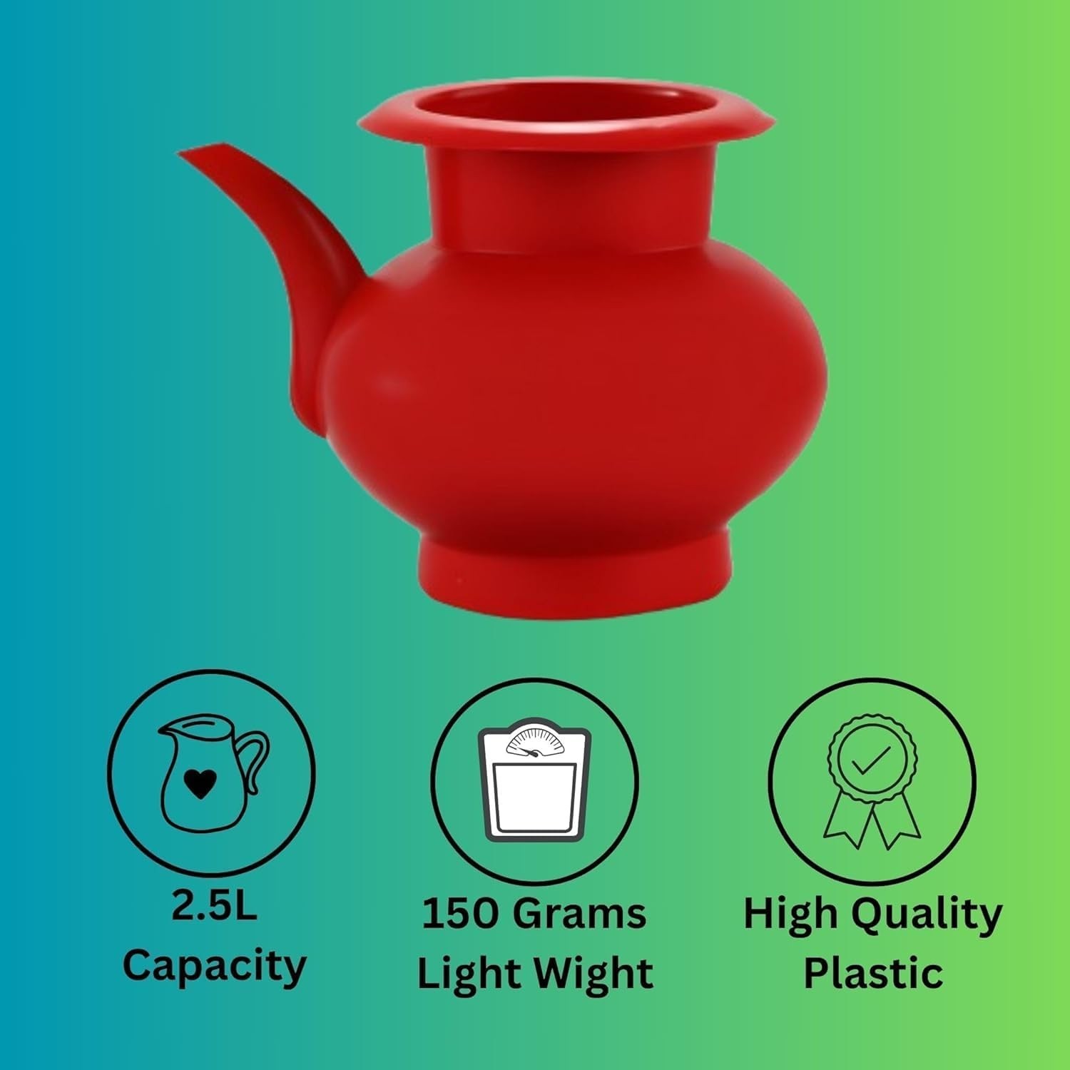 2.5L Plastic Lota Badna Water Jug for Wudu Personal Hygiene Toilet Wash ( Red )