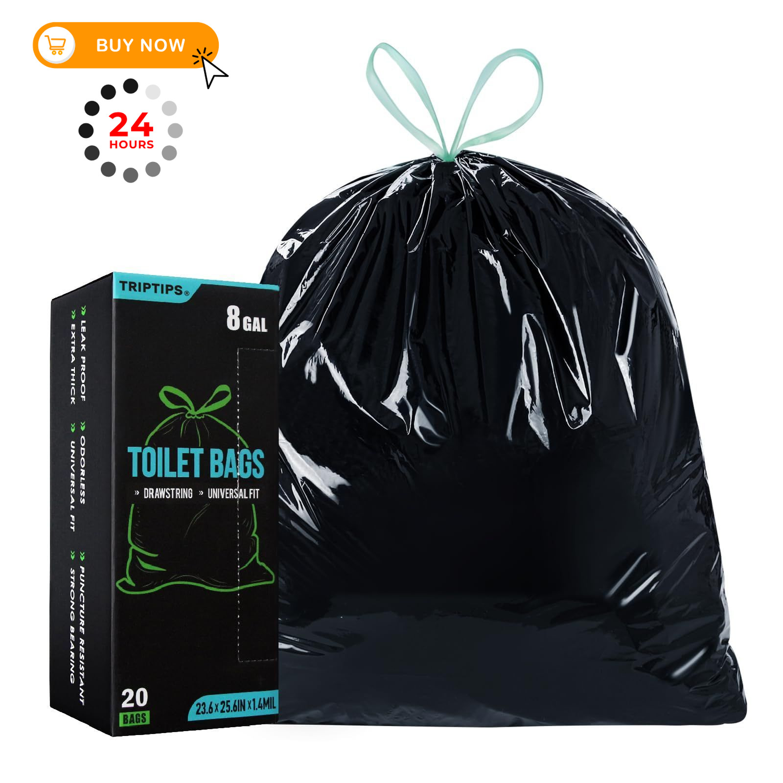 TRIPTIPS Portable Toilet Waste Bags, 1 Count (Pack of 20), A-8 Gal-1roll*20