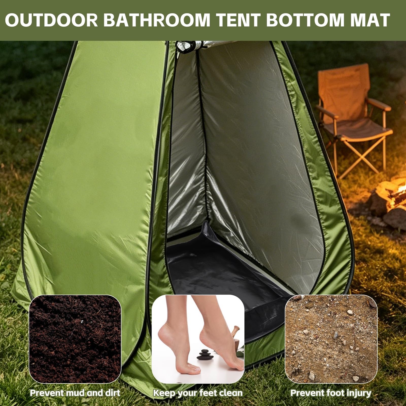 2 Pack Portable Camping Shower Mat Foldable Waterproof Non Slip 39.3 In