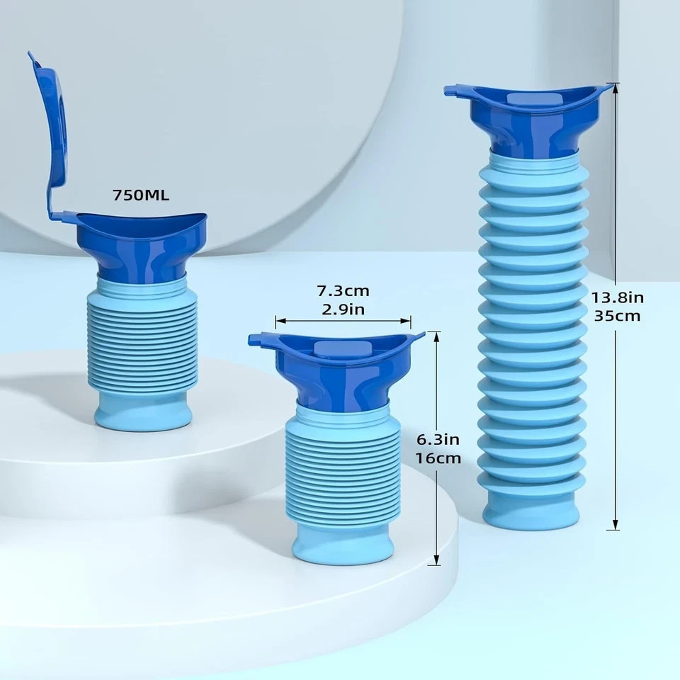 2 Count – Pee Bottles for Men, Collapsible Emergency Urinal with Disposable Repl