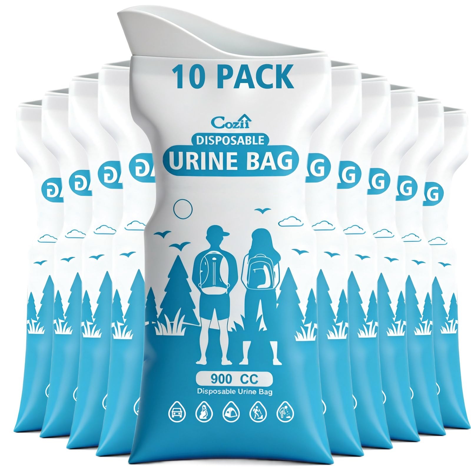 Disposable Urine Bags 10 PCS – 900ML Portable Pee Bags for Travel, Unisex Uri…