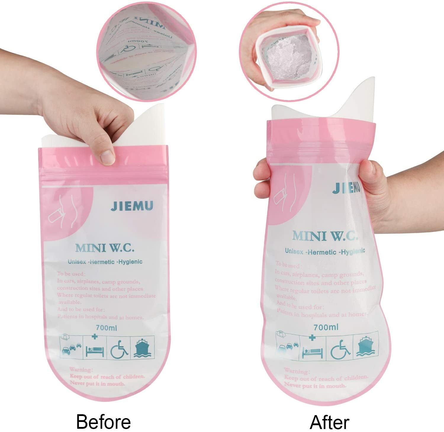 Disposable Urine Bags, Pee Bags for Camping Travel Urinal Toilet Traffic Jam