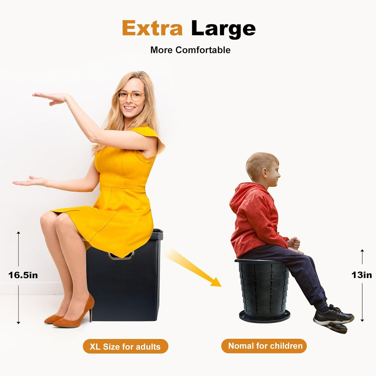 Upgrade XL Portable Toilet for Adults, Extra Large Portable Travel Floding Toile