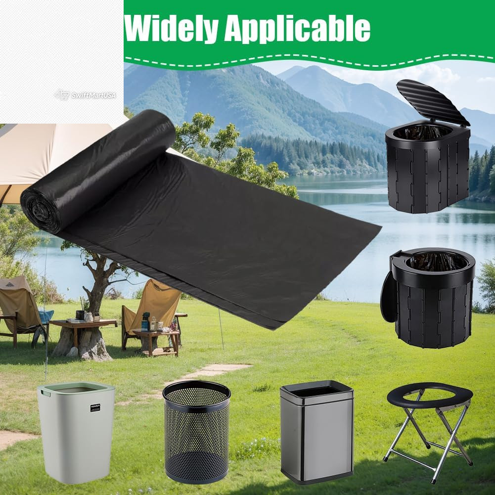 120 Pack Portable Camping Toilet Bags Camp Potty Liner Waste Bags Thickened 6Rol