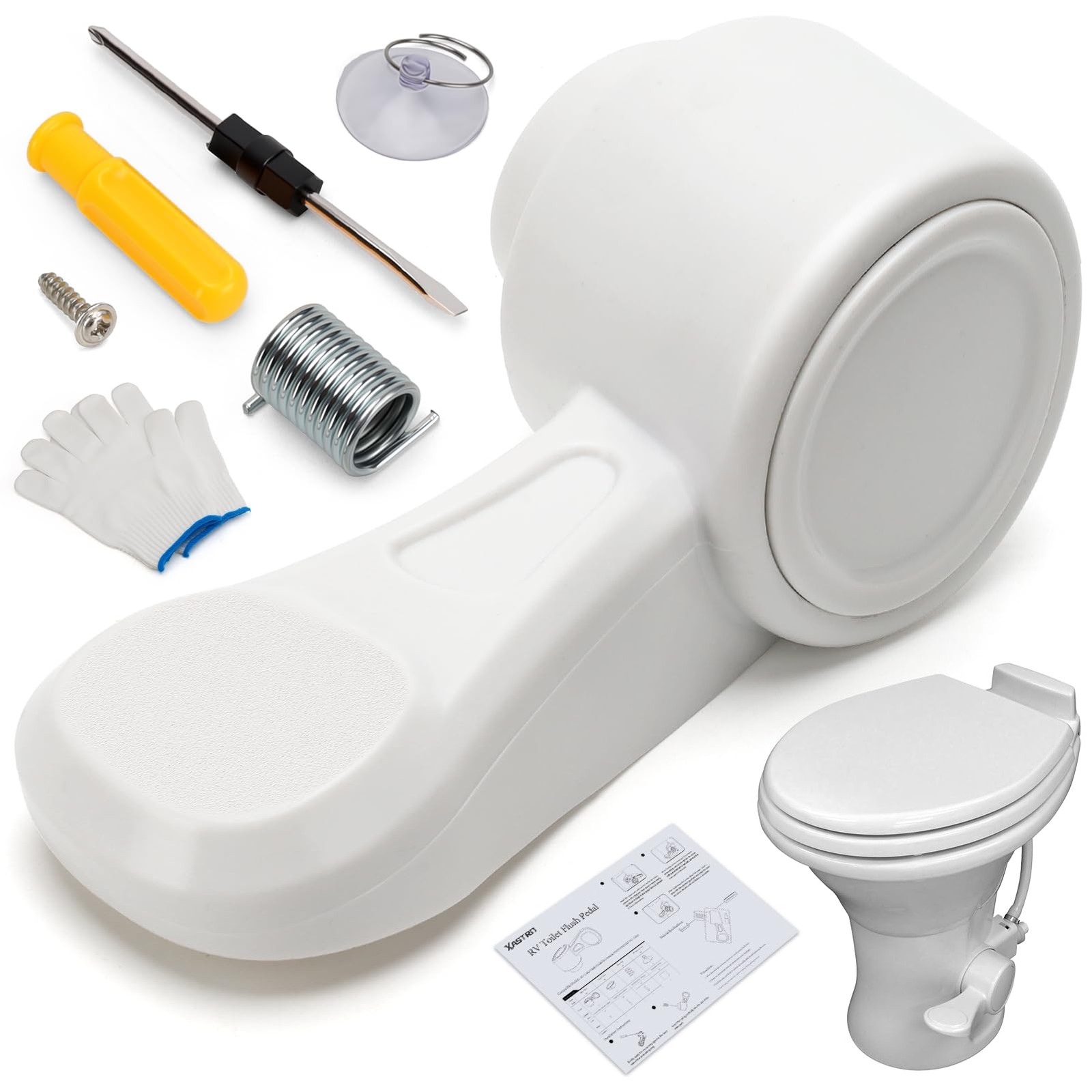 Xastro Upgraded RV Toilet Flush Pedal Replacement for Dometic Pearly White