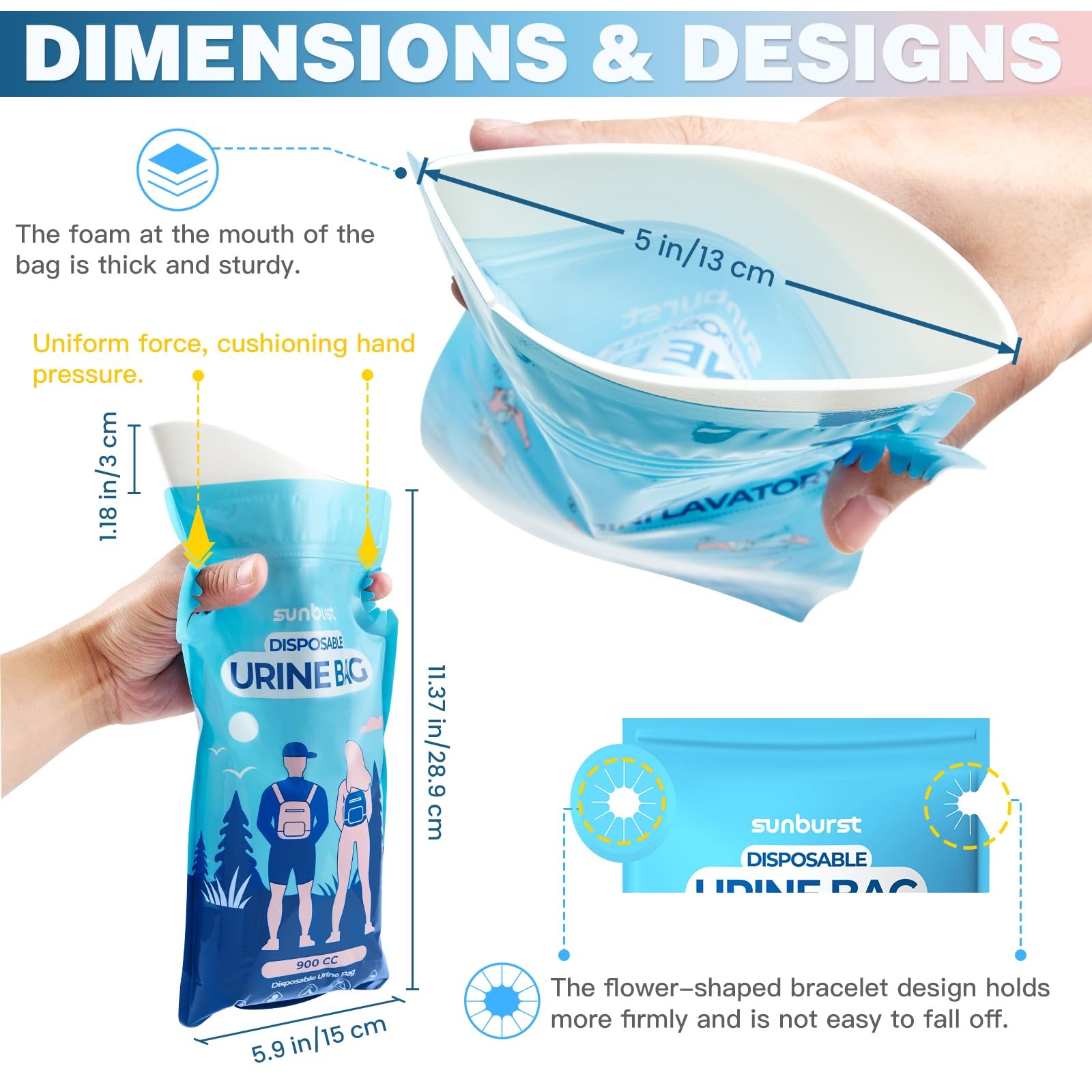 12PCS Disposable Urine Bags,900ML Pee Bags for Travel for /Men with Big Funne…